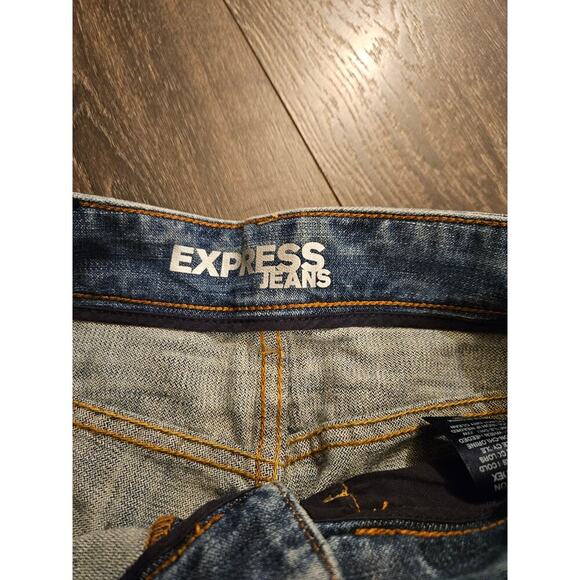 Express Button Fly Light wash distressed Stretch Denim Jeans - Picture 7 of 10